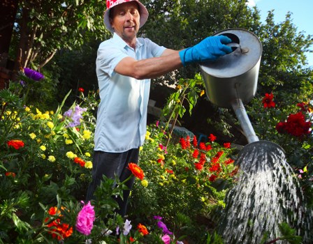 Professional gardeners maintaining lawns and borders in St Pauls Cray